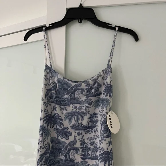 NWT $200 STAUD CLOTHING Raze dress in China blue toile size M 6 8 - Picture 3 of 4